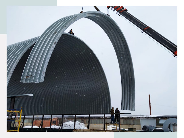 Полукруглые ангары в Рыбинске